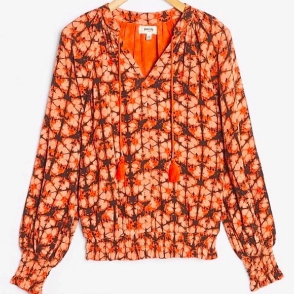 Anthropologie Porridge Elisabeth Boho Tassel Top Women’s Size Small Orange - Picture 2 of 9